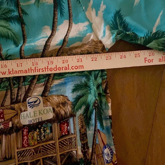 Hawaiian Reserve Collection Aloha Shirt Mens L woody cars surfboards Palms Beach - Picture 9 of 10